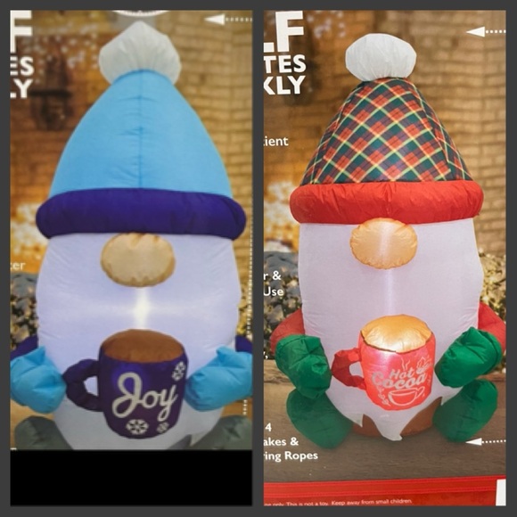 NIB 4 ft LED Light Up Yard Inflatable Red Hot Cocoa Winter Gnome - Picture 2 of 4